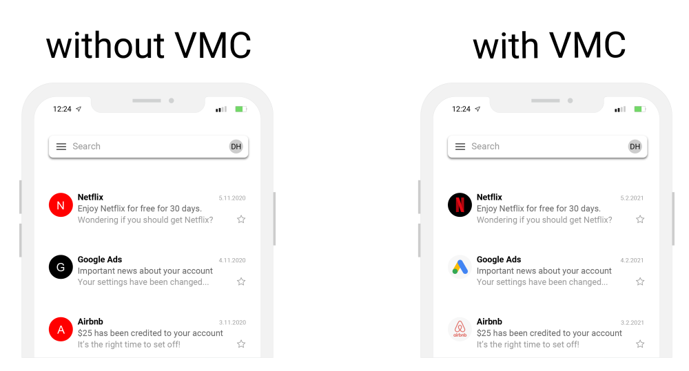 VMC shows the sender´s logo to the recipient of the email