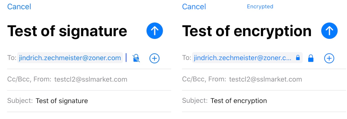 Signing and encrypting email on iPhone