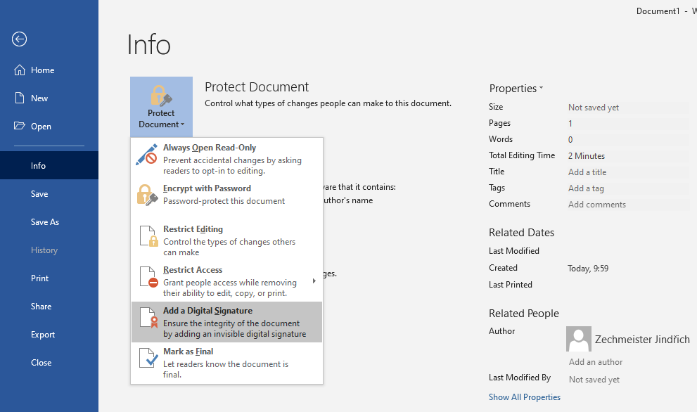 how to create a digital signature in openoffice